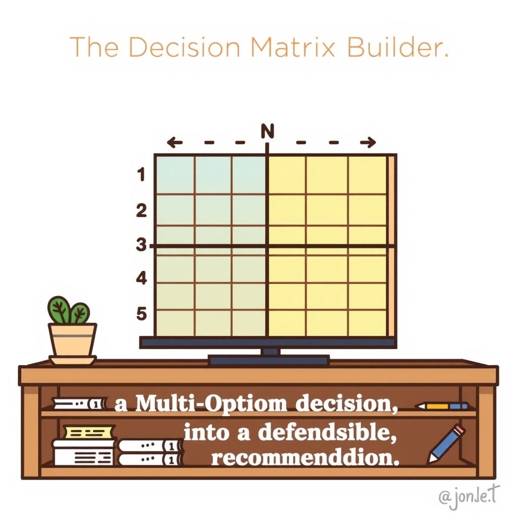 The Decision Matrix Builder: Turn a Multi-Option Decision Into a Weighted, Defensible Recommendation